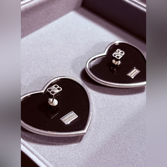 BALENCIAGA CRUSH 1.0 EARRINGS - BLACK/SILVER WITH STRASS - Picture 6 of 8